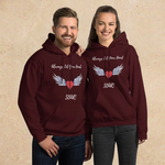 Maroon Heritage Hoodie with warm stone background