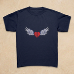Navy youth tee flat lay